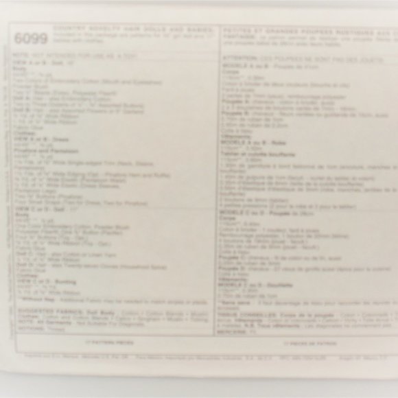 1992 McCall's Crafts NOVELTY COUNTRY HAIR DOLLS  #6099 Sewing Pattern Vintage - Picture 2 of 3